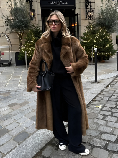 Faux Fur Long Overcoat