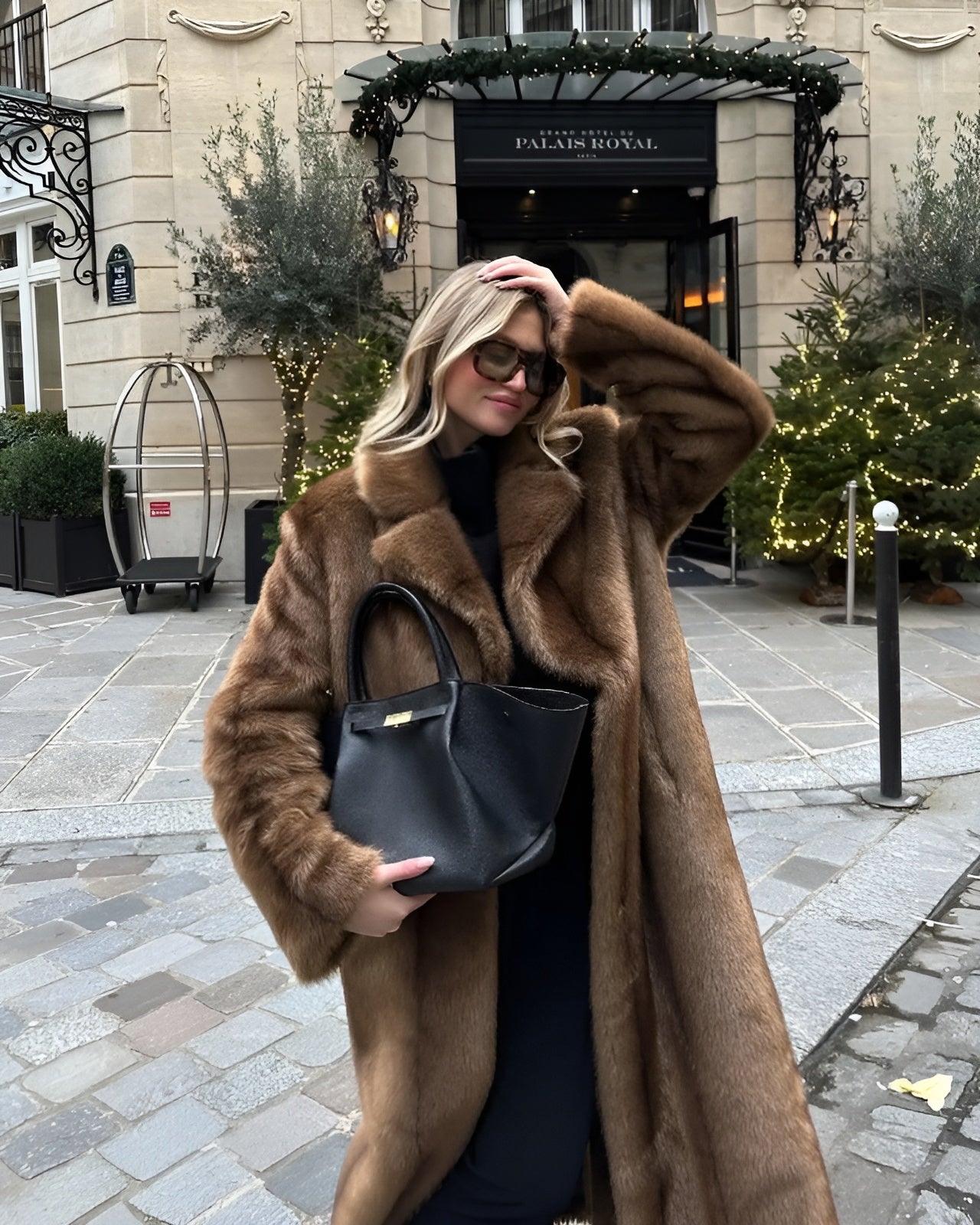 Faux Fur Long Overcoat